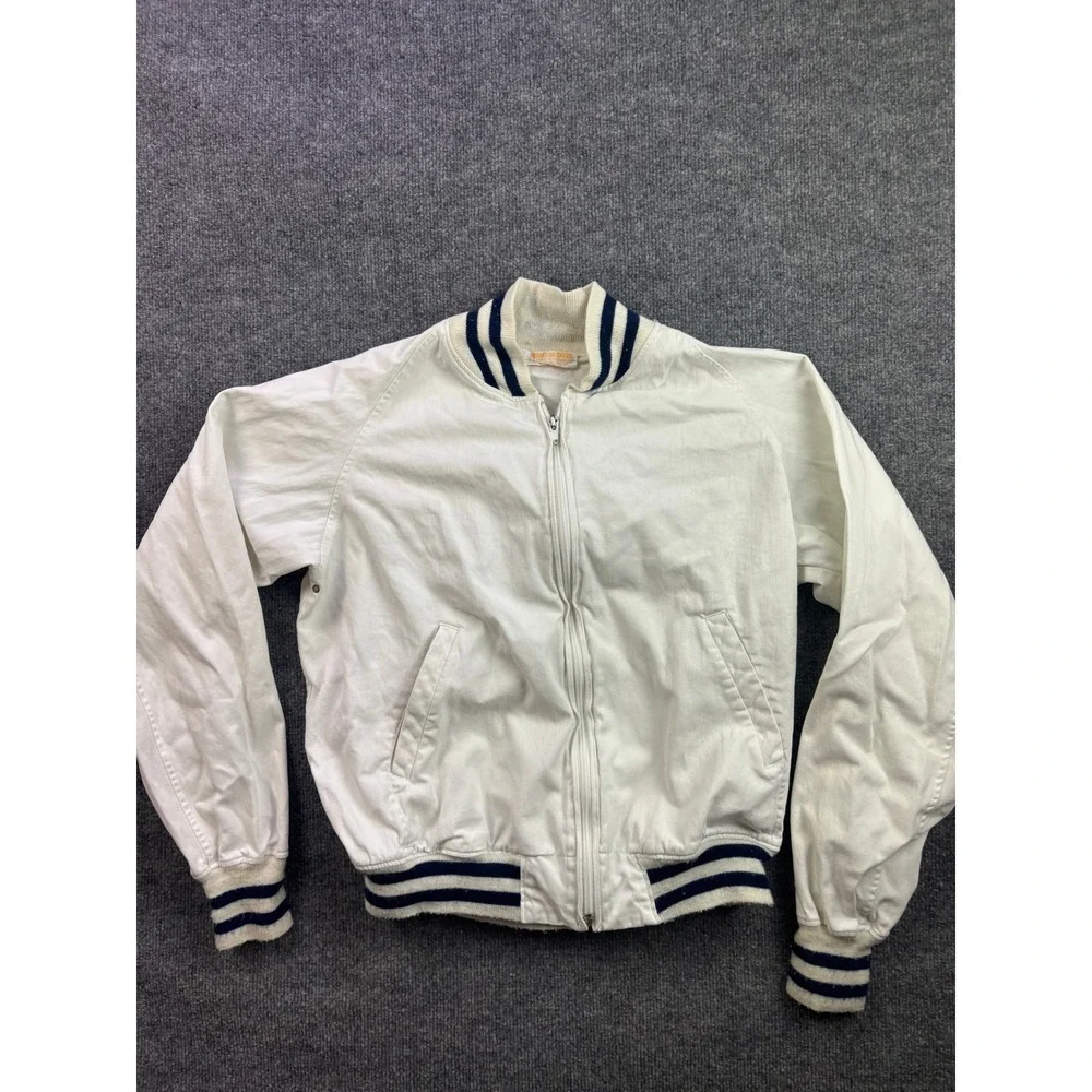 Vintage Brooks Brothers Bomber Jacket Mens M White Zip Varsity Made in USA